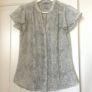 H&M black and White Ruffled Blouse